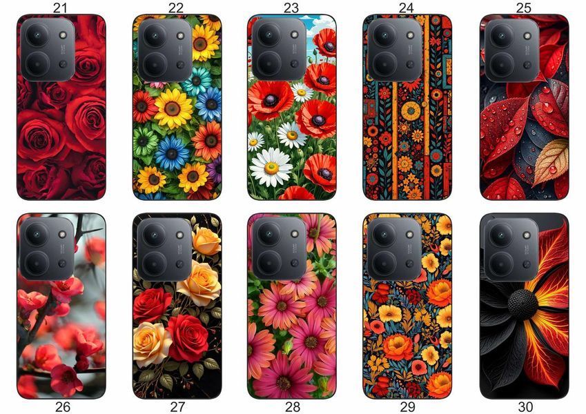 Силіконовий чохол Квіти для Xiaomi Poco C85 яскравий квітковий принт &mdash; чохол з принтом для смартфона