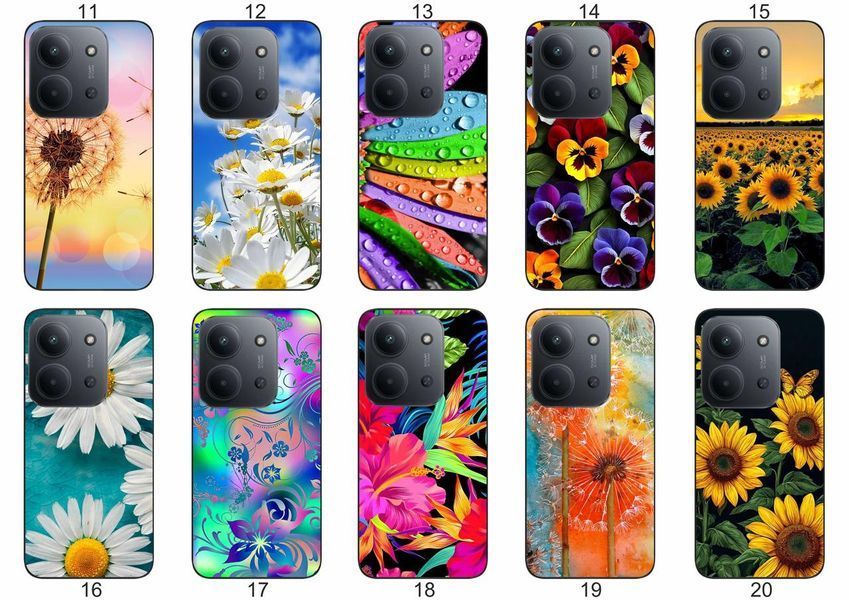 Силіконовий чохол Квіти для Xiaomi Poco C85 яскравий квітковий принт &mdash; чохол з принтом для смартфона
