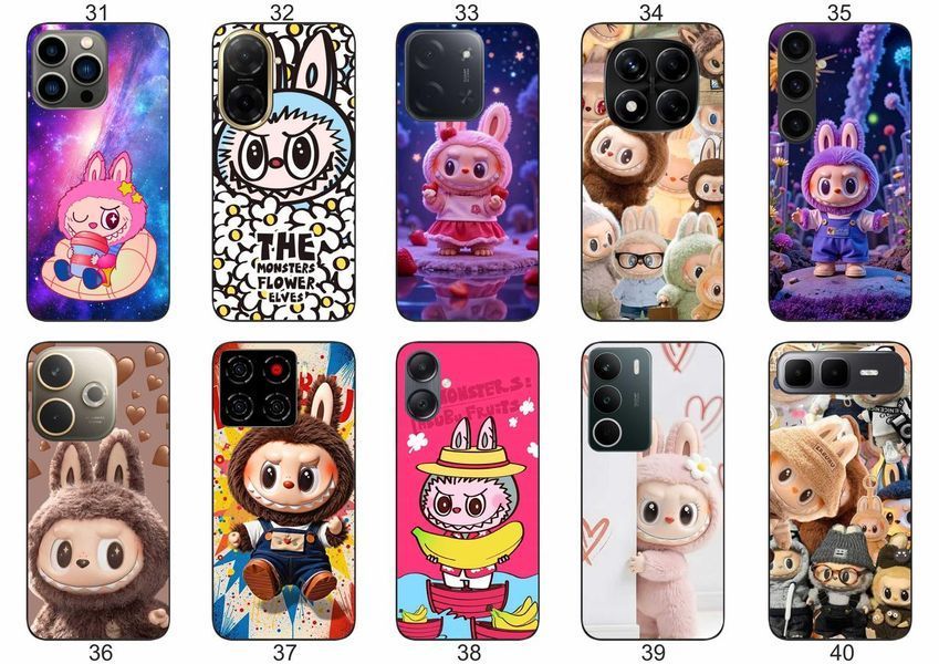 Силіконовий чохол Labubu Лабубу для Samsung Xiaomi iPhone Realme Vivo ZTE Oppo Motorola Nokia Tecno Infinix Poco &mdash; чохол з принтом для смартфона