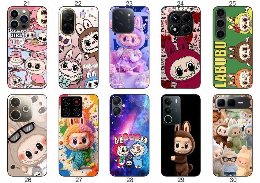 Силіконовий чохол Labubu Лабубу для Samsung Xiaomi iPhone Realme Vivo ZTE Oppo Motorola Nokia Tecno Infinix Poco &mdash; чохол з принтом для смартфона