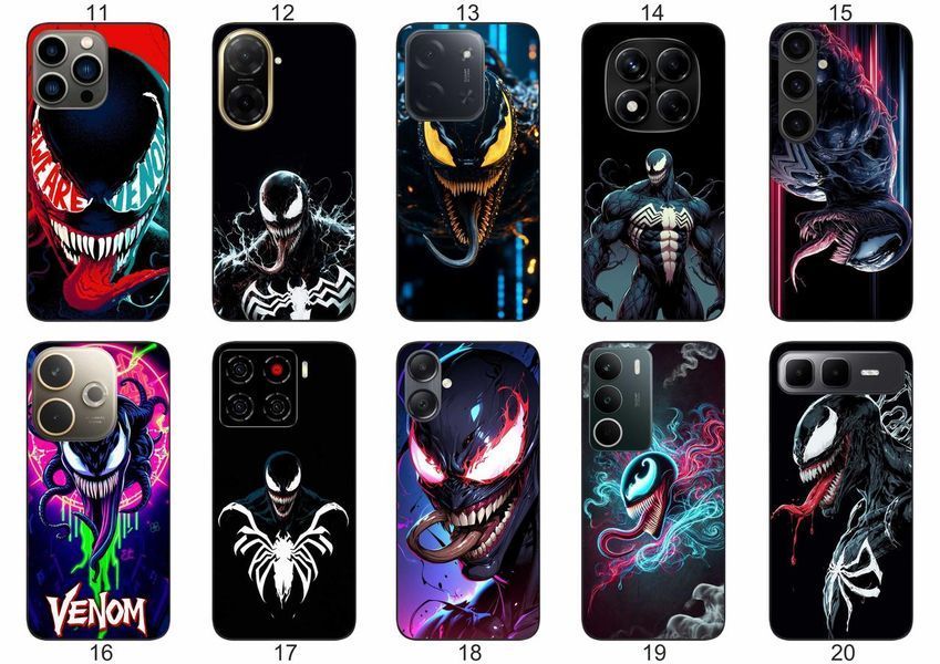 Силіконовий чохол Venom Веном для Samsung Xiaomi iPhone Realme Vivo ZTE Oppo Motorola Nokia Tecno Infinix Poco &mdash; чохол з принтом для смартфона