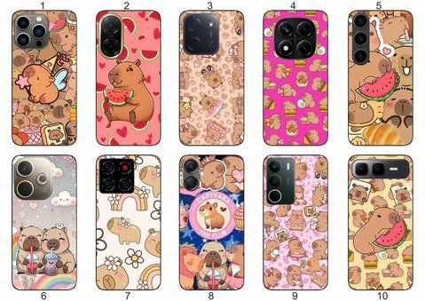 Силіконовий чохол Капібара для Samsung Xiaomi iPhone Realme Vivo ZTE Oppo Motorola Nokia Tecno Infinix Poco мила естетика &mdash; чохол з принтом для смартфона
