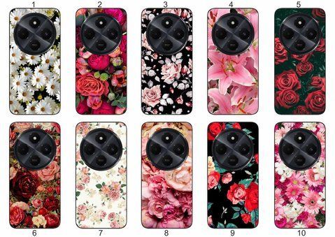 Силіконовий чохол Квіти для Xiaomi Poco C75 яскравий квітковий принт &mdash; чохол з принтом для смартфона