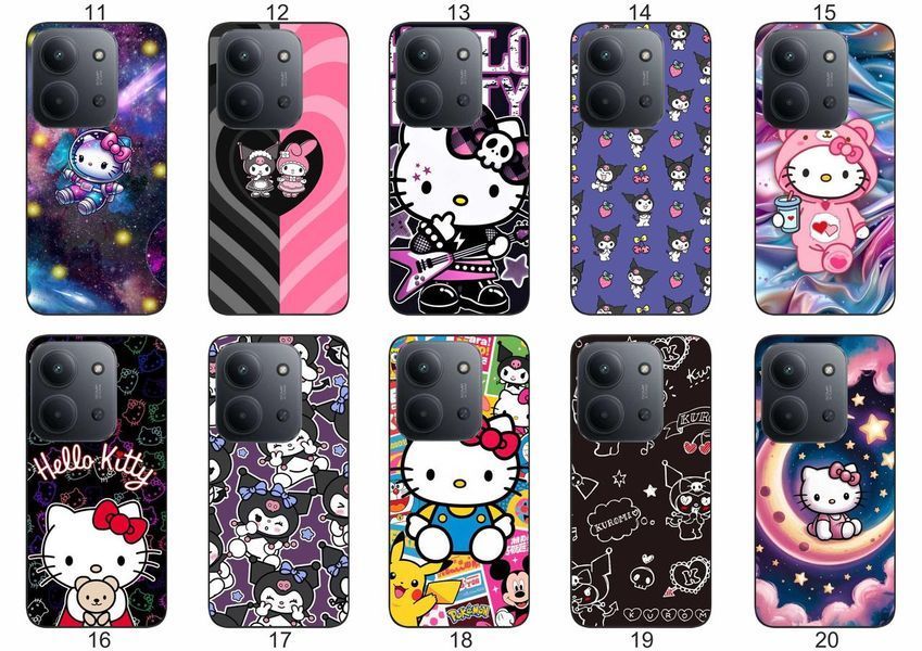 Силіконовий чохол Куромі Kuromi Hello Kitty для Xiaomi Redmi 15C мила естетика з зухвалим акцентом &mdash; чохол з принтом для смартфона